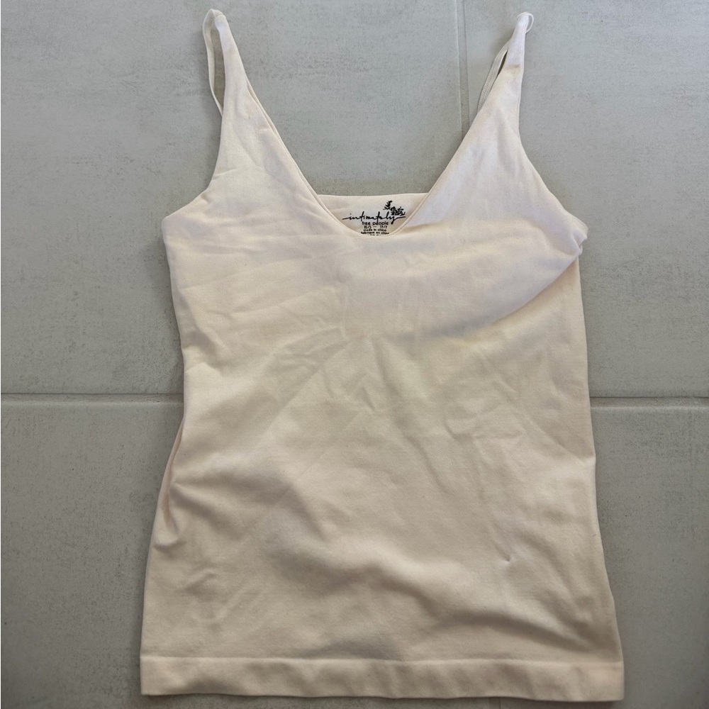 Free People Seamless V Neck Cami Off Cream/Light Pink Women's Tank Top - Picture 6 of 8